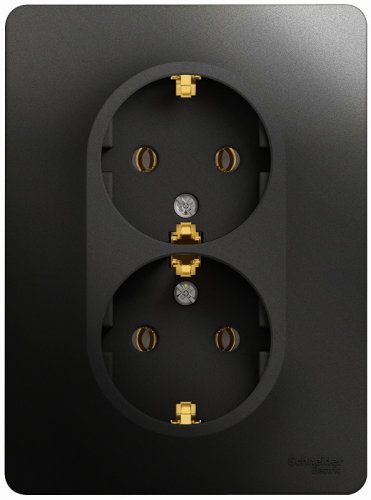 Розетка с заземлением Systeme Electric Glossa 1-м. 2 мод. антрацит картинка